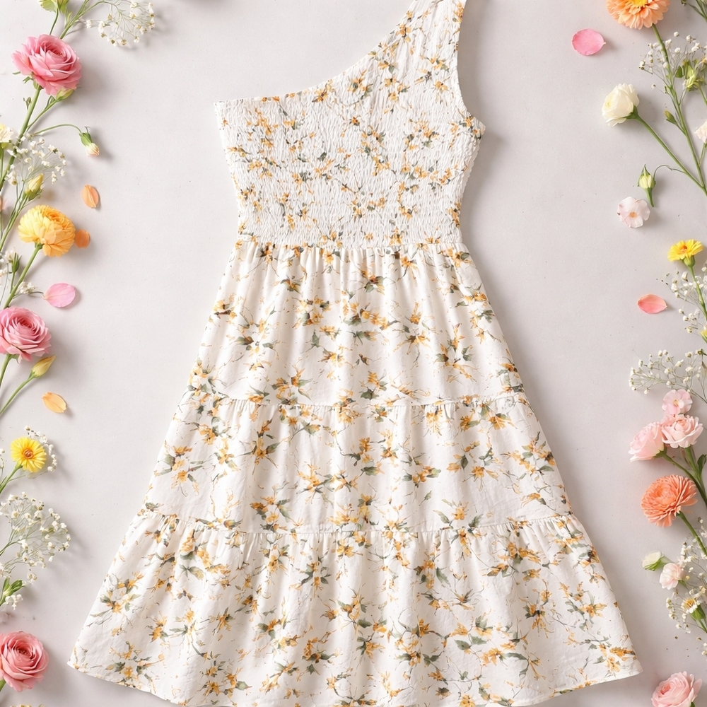 Hayden One-Shoulder Floral Midi Dress Size Small Boho Spring/Summer - Picture 8 of 12